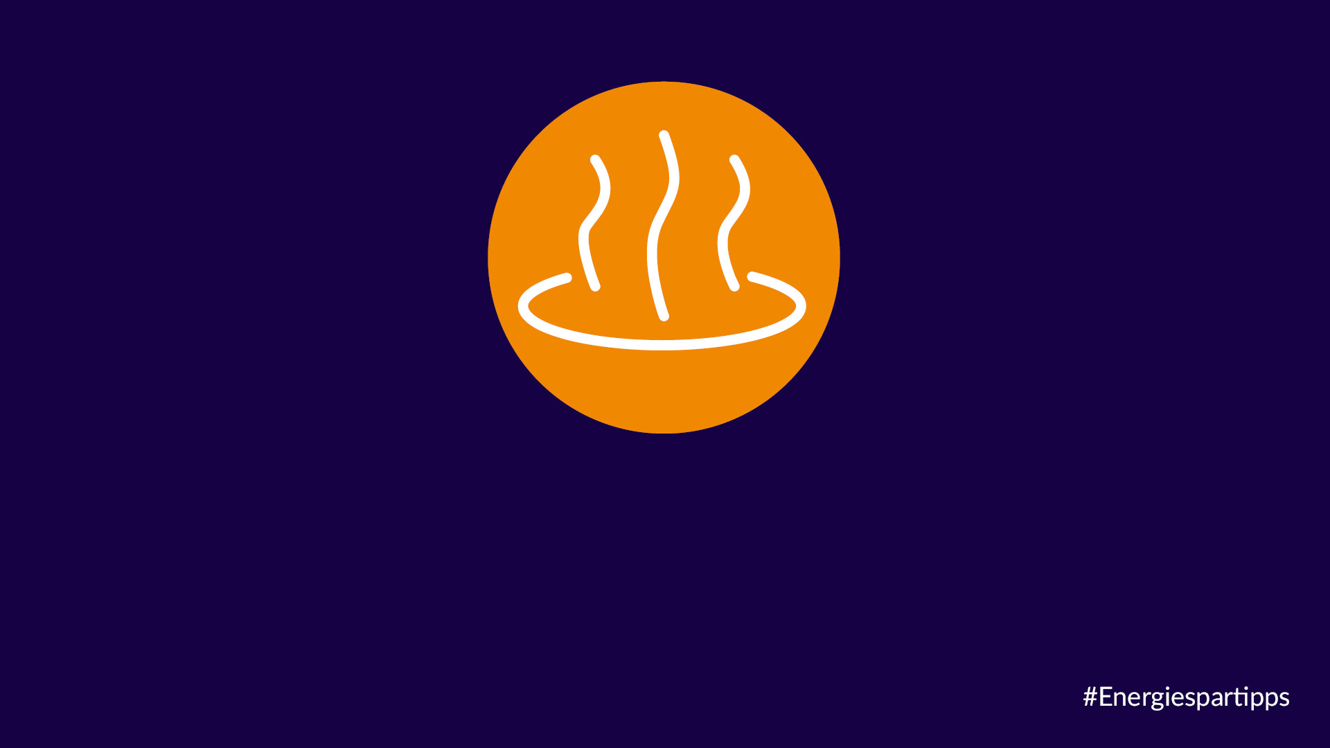 Warmwasser Wärmestrahlen in orangenem Kreis auf blauem Grund