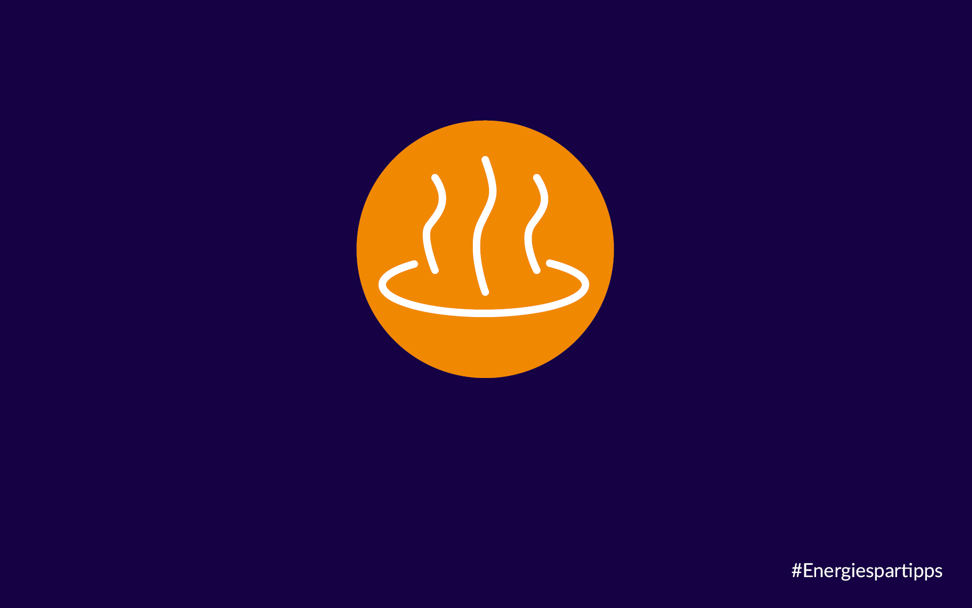 Wärmestrahlen in orangenem Kreis auf blauem Grund