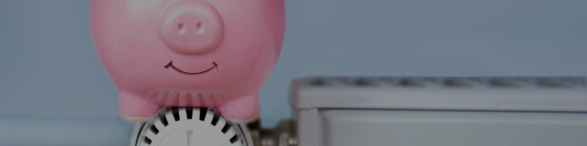 Heizen Rosa Sparschwein sitzt auf Heizungsthermostat