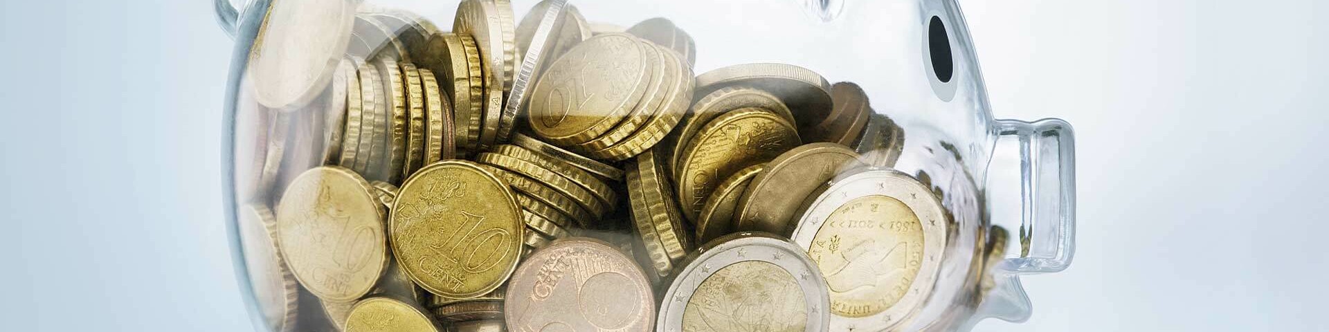 EEG Umlage Gläsernes Sparschwein mit Münzen drin