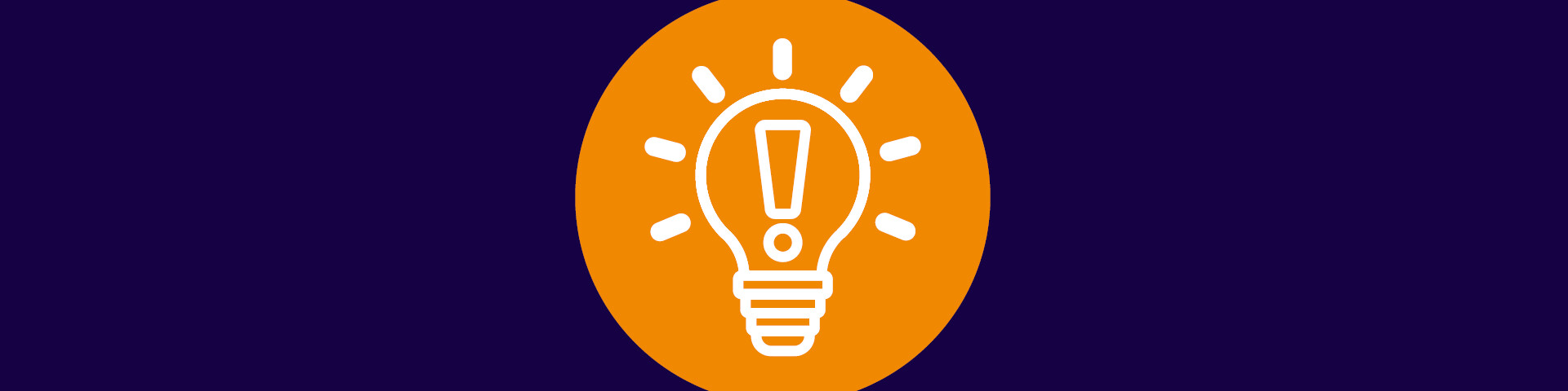 Glühbirne in orangenem Kreis auf blauem Hintergrund