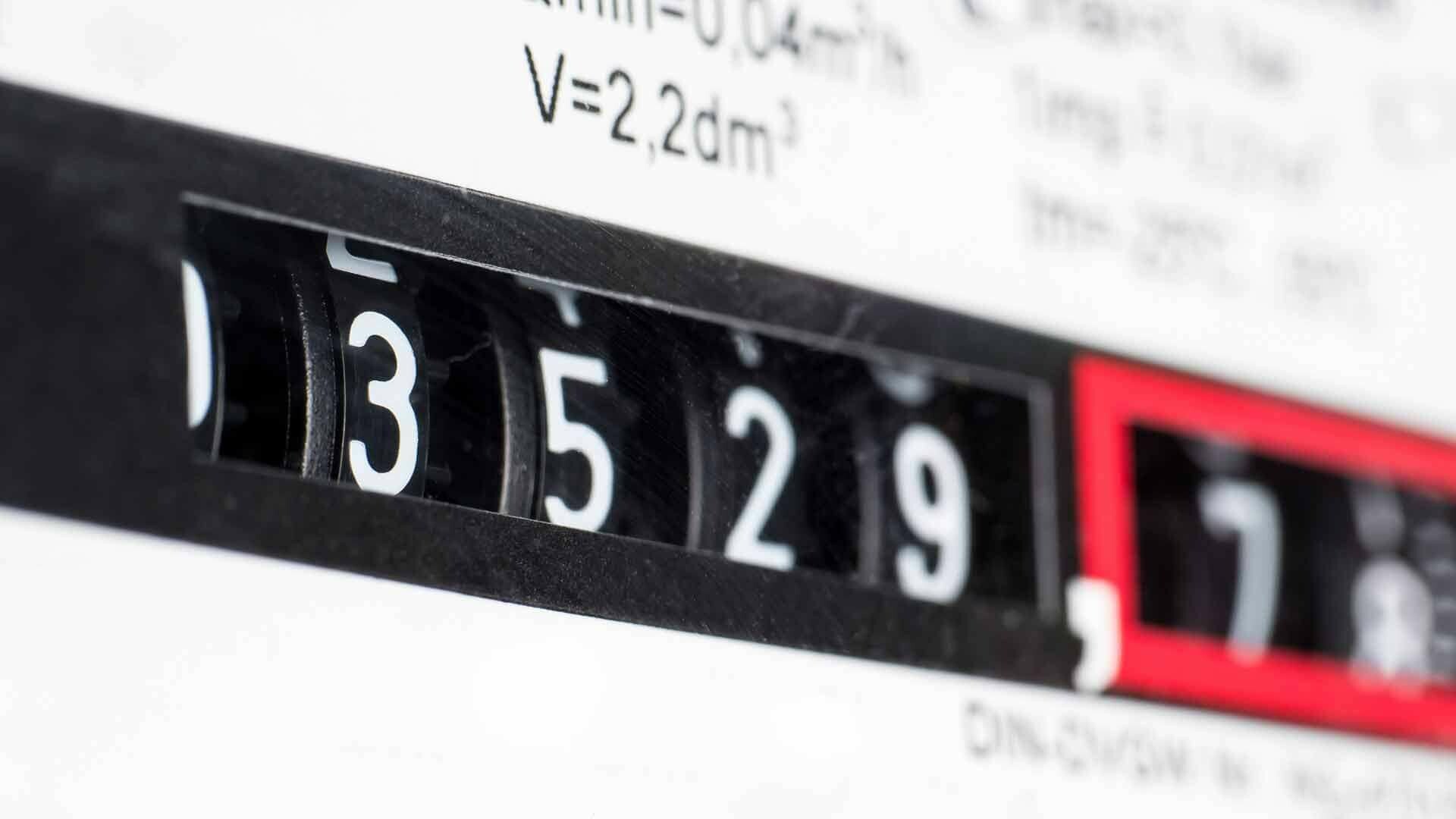 Close up Zählerstandsanzeige