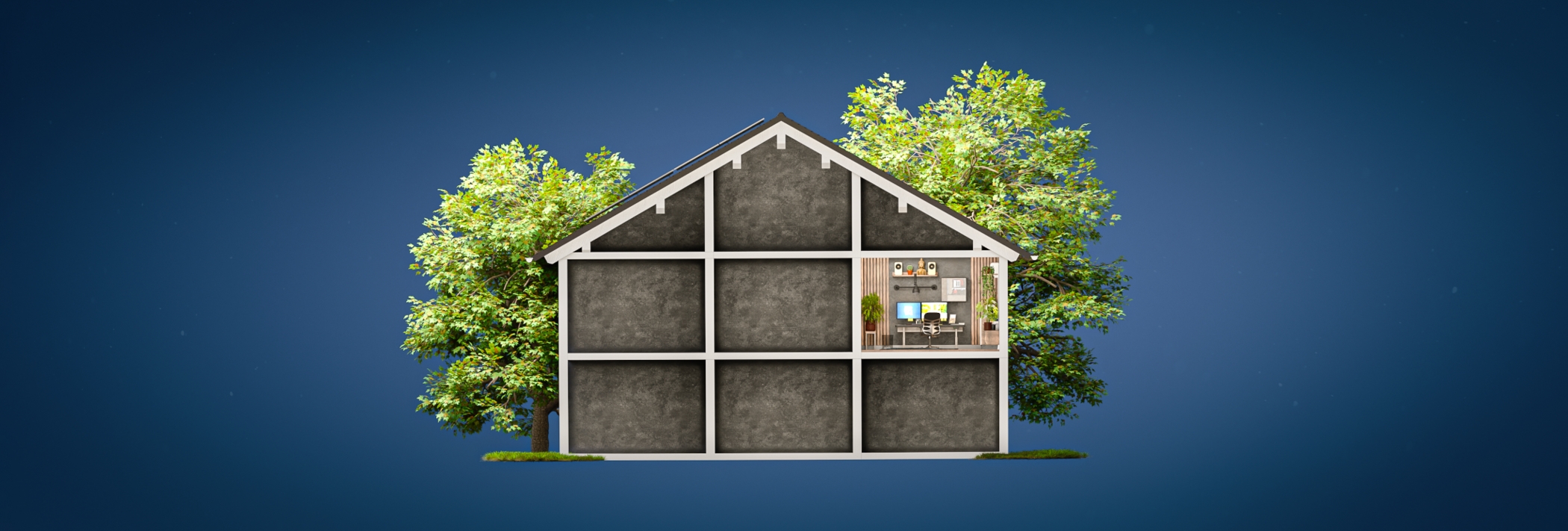 2D-House Nachhaltiges Arbeiten, Stromverbrauch senken im Homeoffice