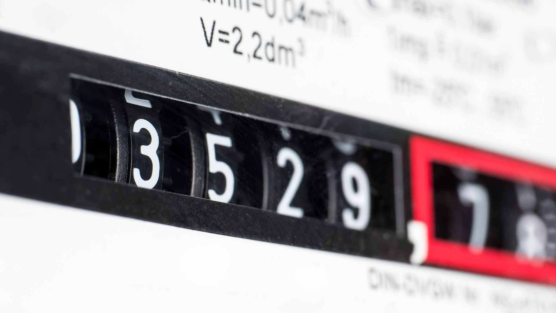 Close up Zählerstandsanzeige