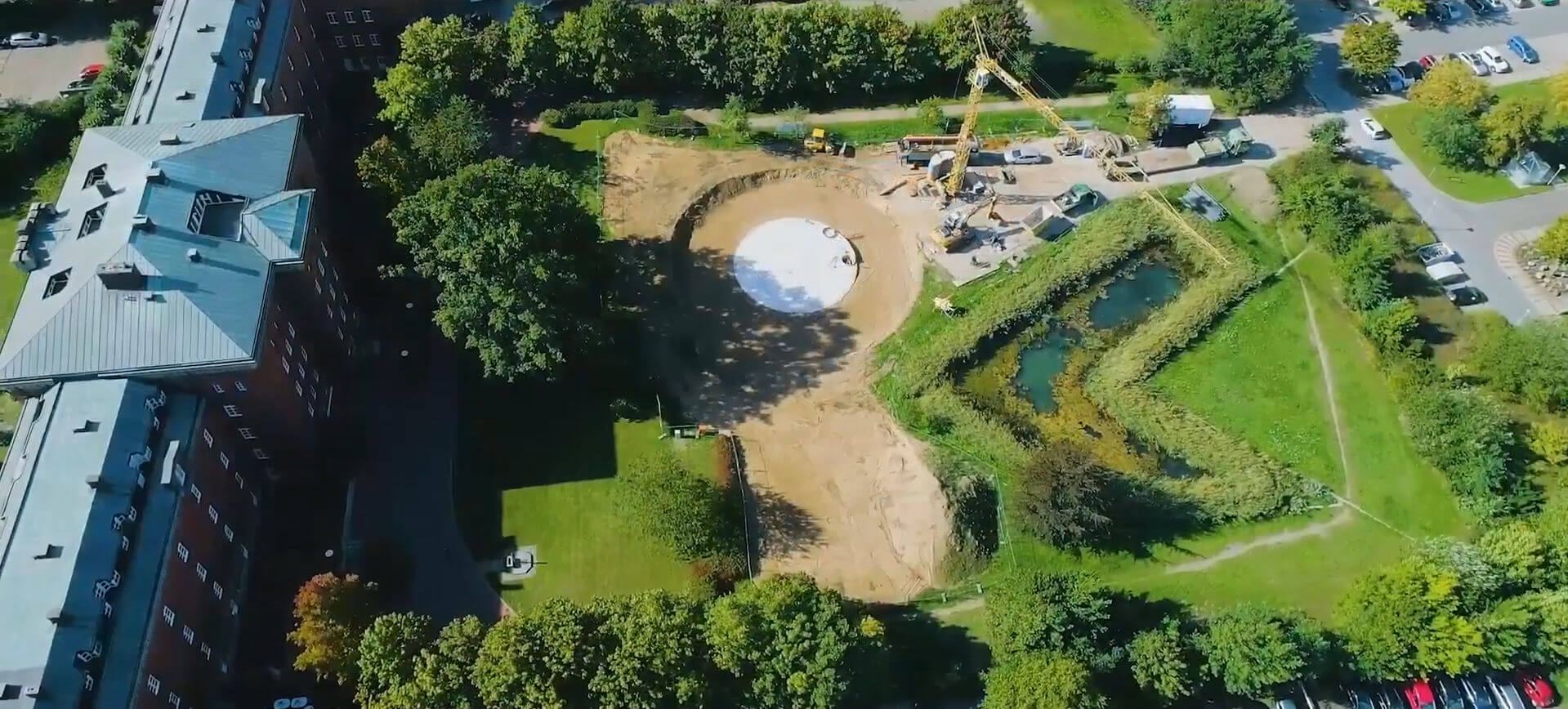 Bau Eisspeicher Luftaufnahme