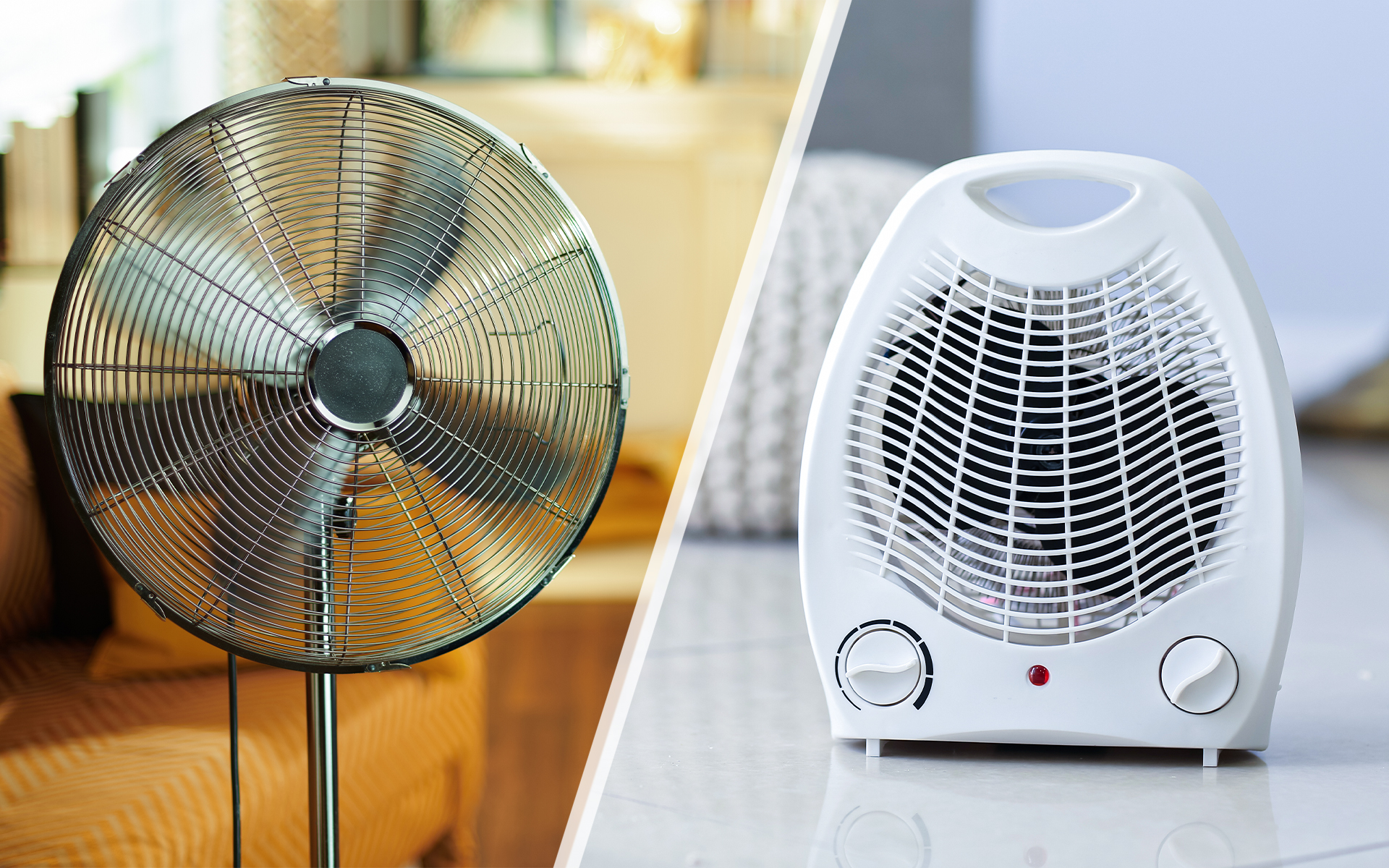 Prima Klima 3 Ein Ventilator und ein Heizlüfter zuhause.