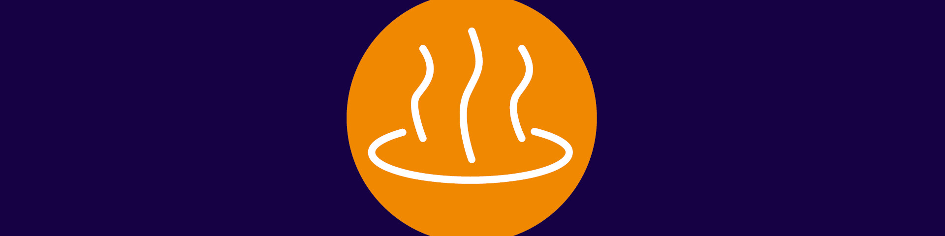 Warmwasser Wärmestrahlen in orangenem Kreis auf blauem Grund